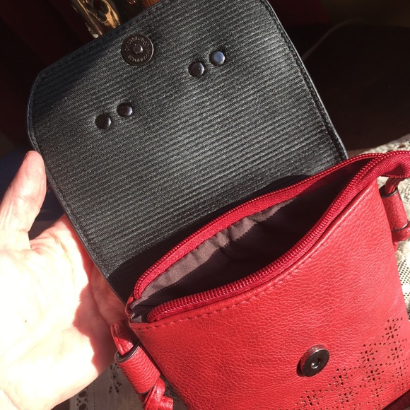 Red Tassel Laser Cut Mini Crossbody Bag - Picture 3 of 3